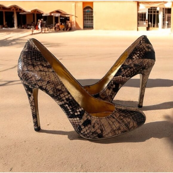 TED BAKER Snake Print Leather Heels Size US 6 - Picture 1 of 7